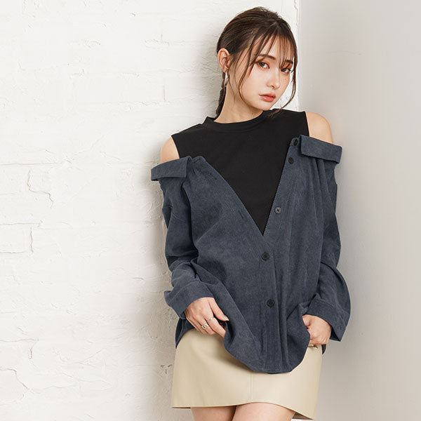 レイヤード風ドッキングシャツ – レディースファッション通販の夢展望