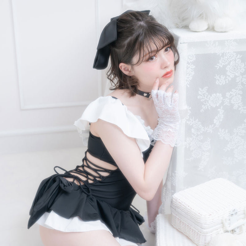 サイドレースアップフリルワンピース水着 – レディースファッション