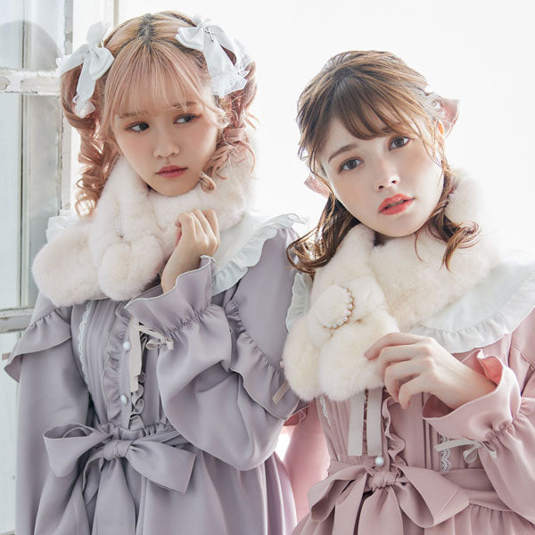 ふわふわファービジューリボンマフラー – レディースファッション通販