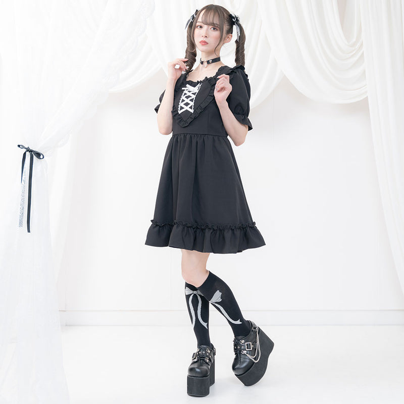 ハートレースアップフリルワンピース – レディースファッション通販の