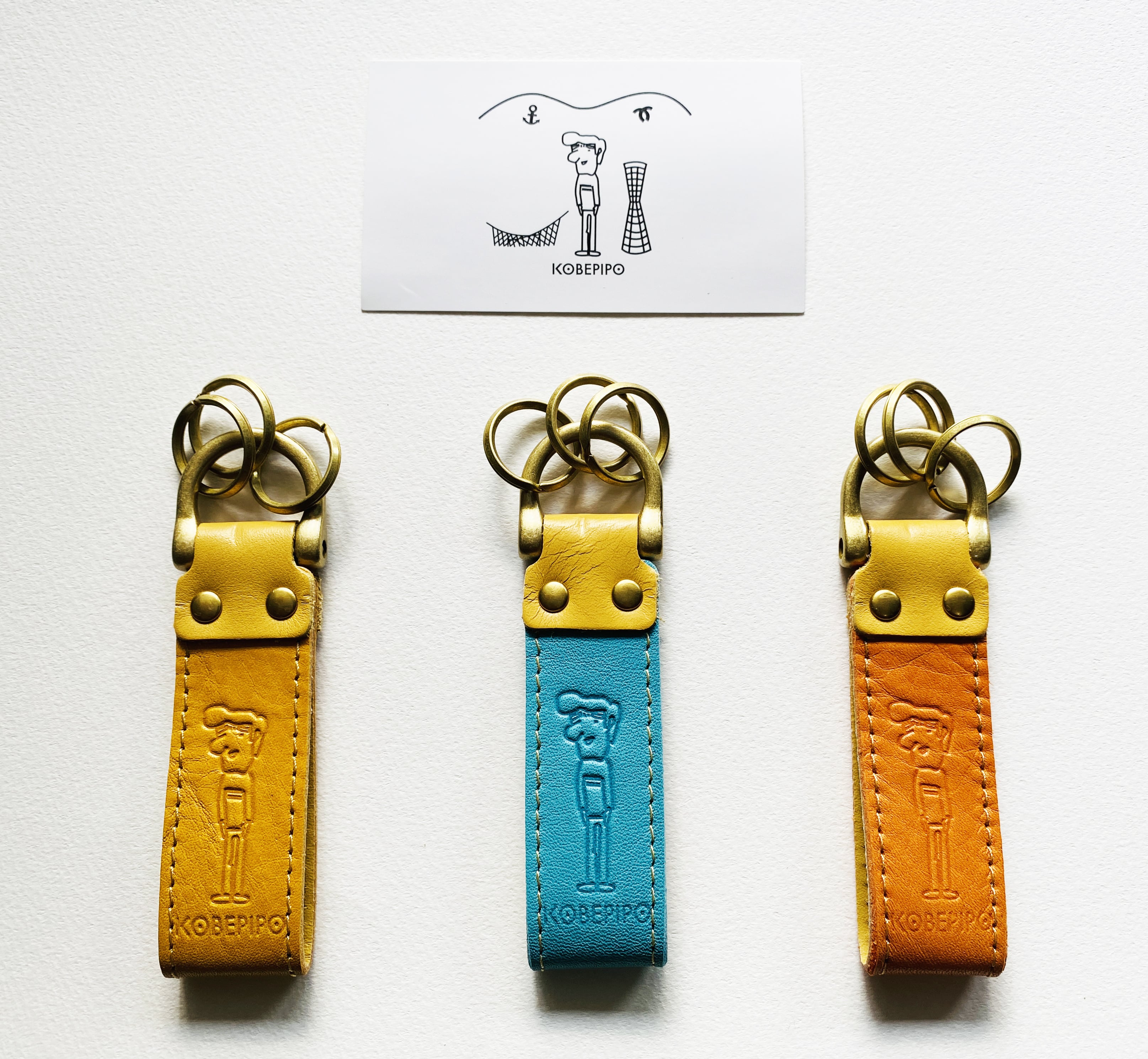 コベピポ（R）レザーキーホルダー【国産牛革】 オレンジ(オレンジ