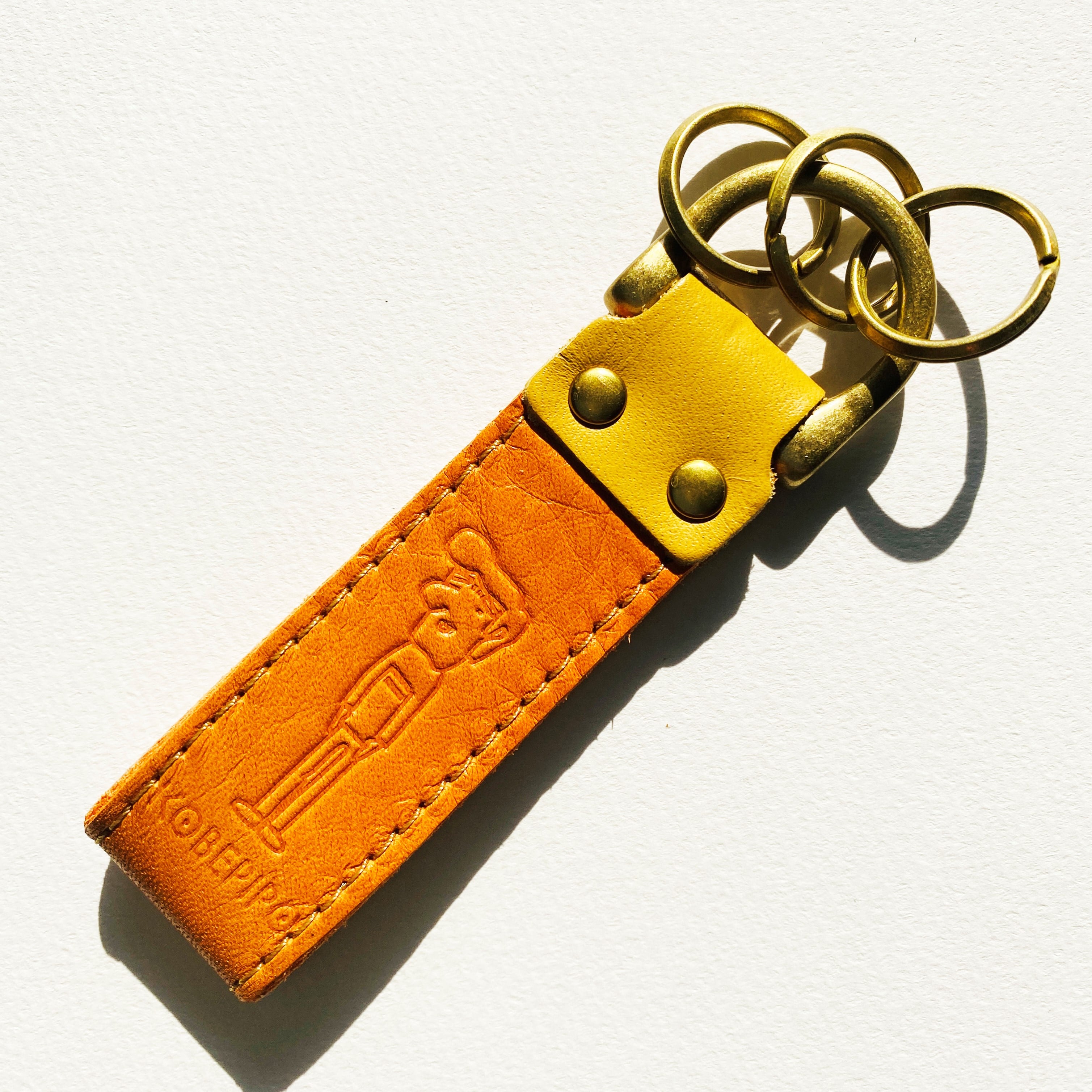 コベピポ（R）レザーキーホルダー【国産牛革】 オレンジ(オレンジ