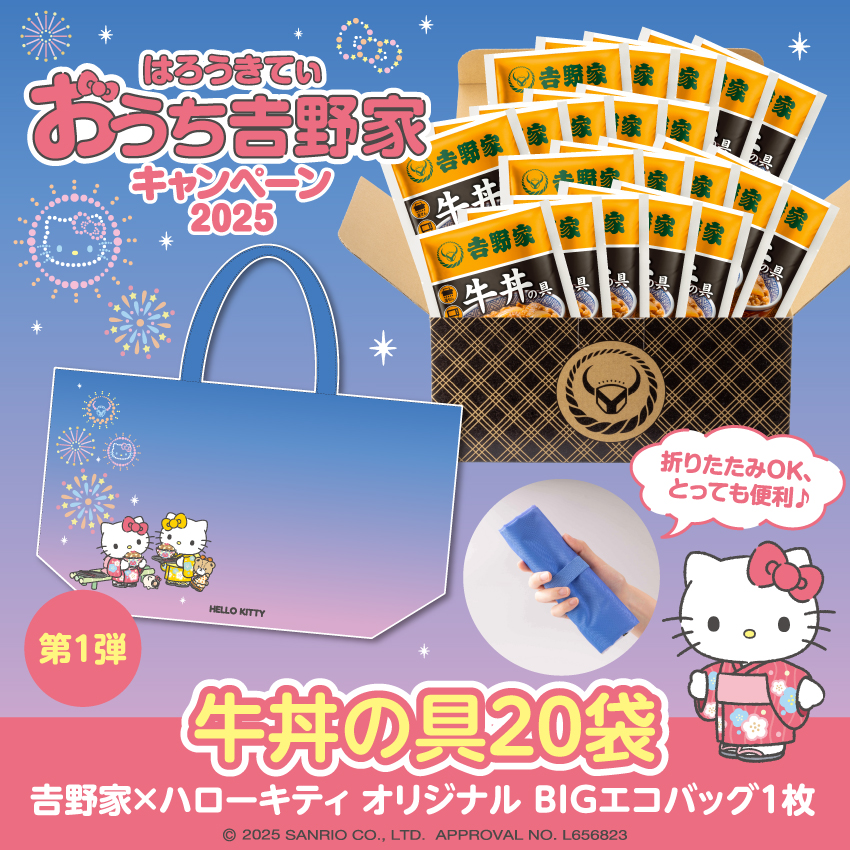 冷凍牛丼の具10袋＋エコバッグ1枚セットも！サンリオ「ハローキティ