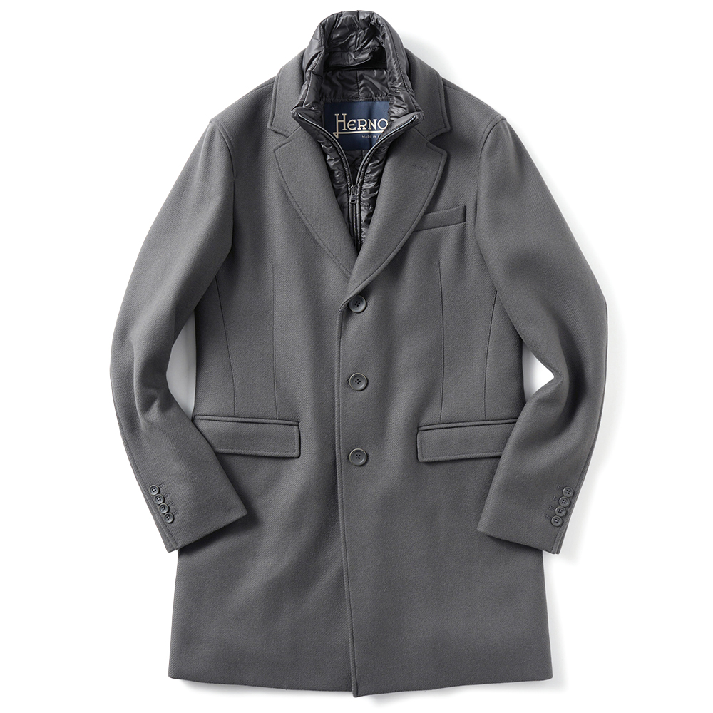 HERNO EASY WOOL・NYLON ULTRA LIGHT ウールメルトン 中綿 チェスター