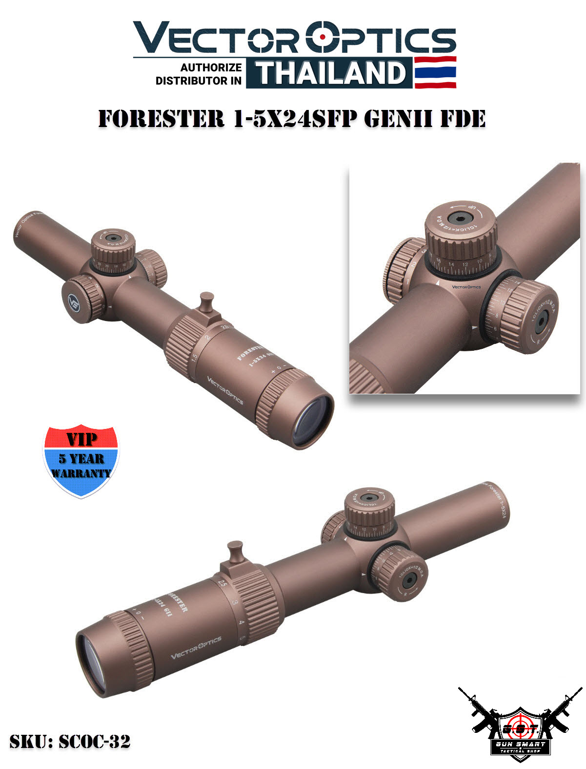 FORESTER 1-5X24SFP GENII FDE (1/2MOA) - VectorOpticsThailand