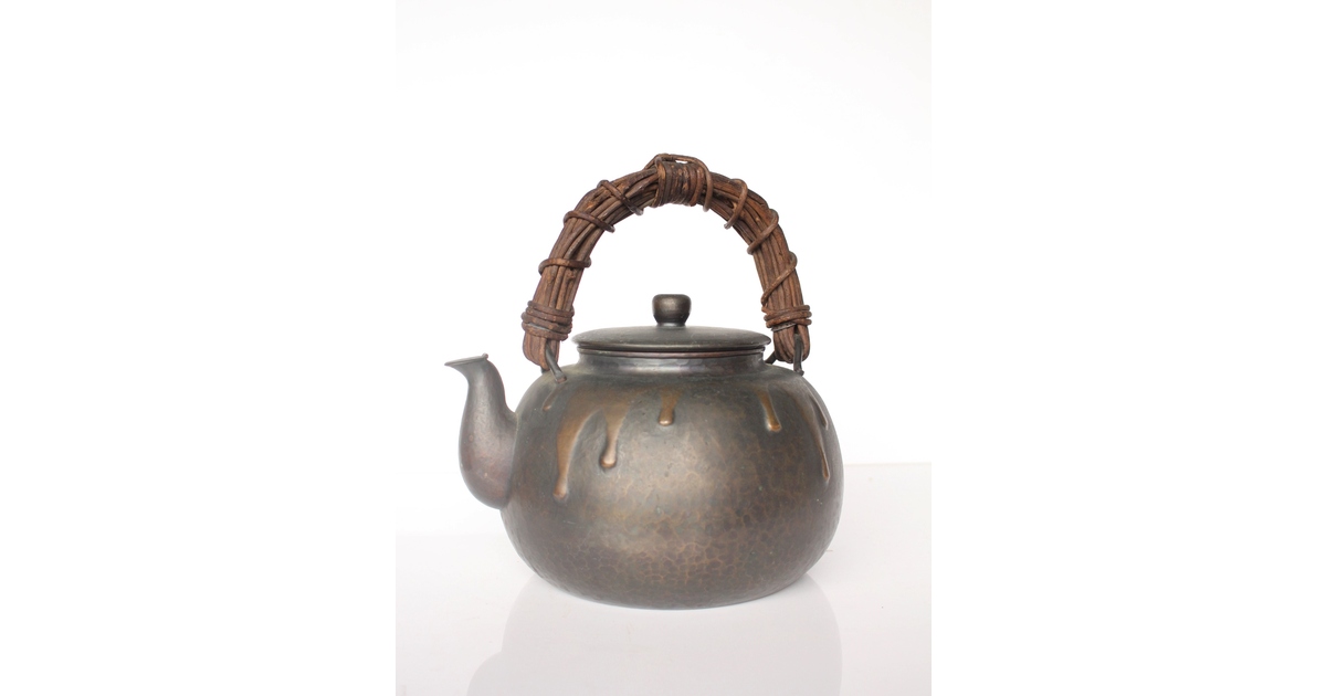 玉川堂 鎚起銅製 甕垂文湯沸/銅瓶 アケビ蔓弦 M042｜骨董店 のびる 古