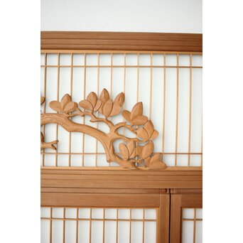 木蓮に孔雀 書院欄間 5枚1組 R0396｜骨董店 のびる 古美術 骨董 和風