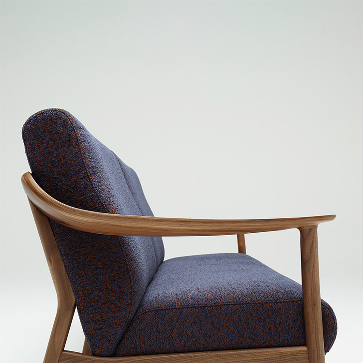 1人掛けソファ 幅77㎝ WW5700 ネイビー ウォールナットナチュラル 通販