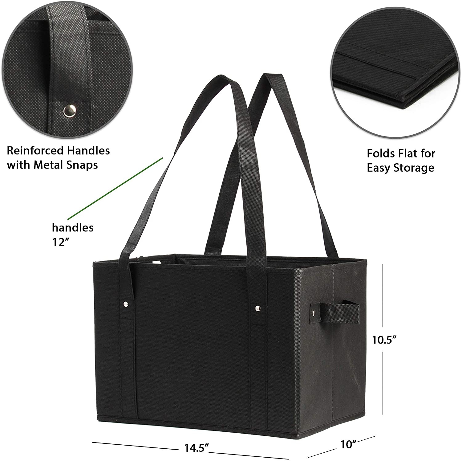 Box Tote in Black – Earthwise Reusable Bags