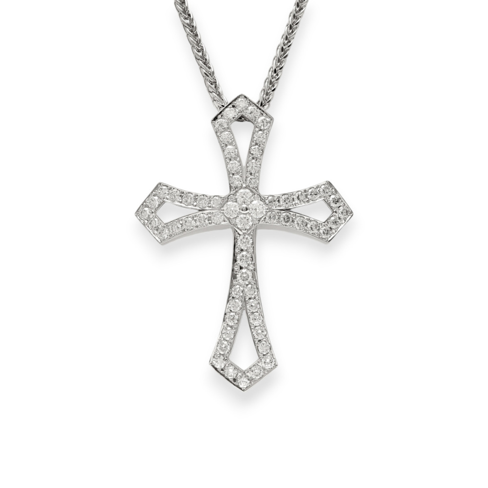 プラチナ900 プラチナ850 ダイヤモンド クロス ネックレス J373399