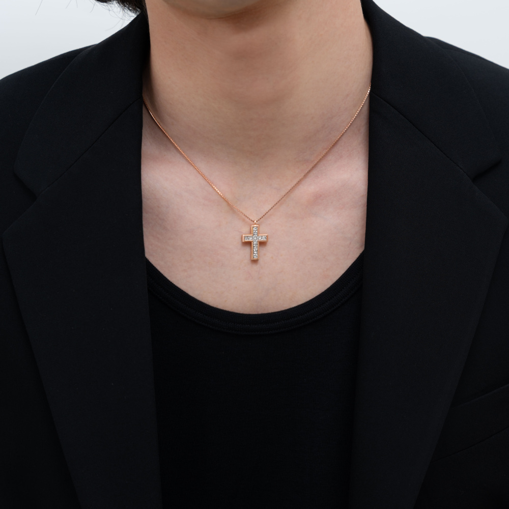 新品] ユキザキ リッチクロス ピンクゴールド ネックレス 1.0ct