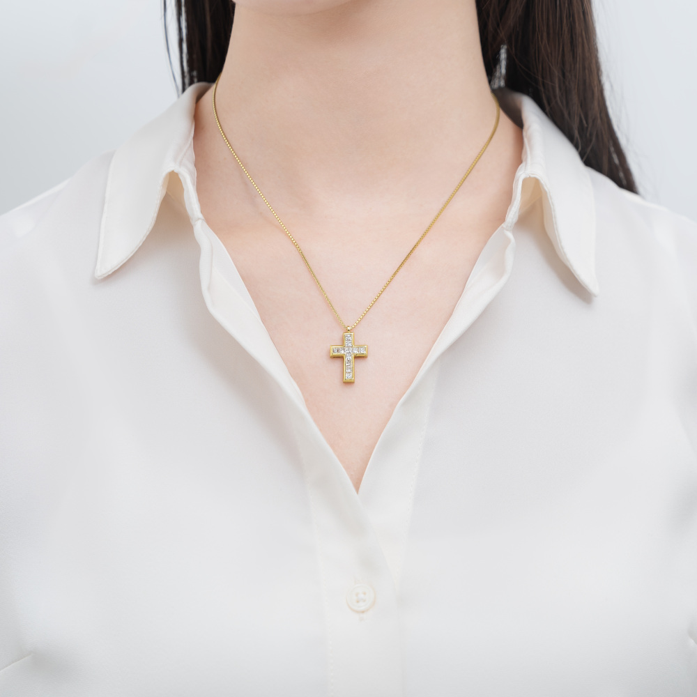 新品] ユキザキ リッチクロス イエローゴールド ネックレス 1.0ct