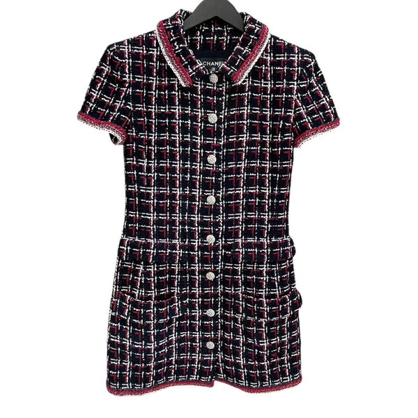 シャネル CHANEL メタルボタンツイードワンピース サイズ:36 P64002