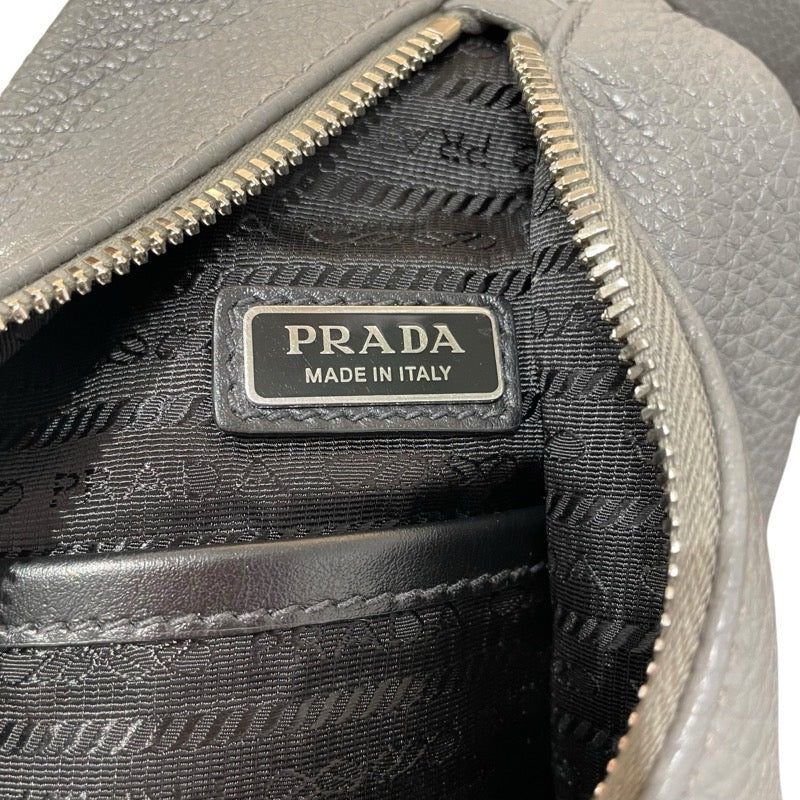 プラダ PRADA ショルダーバッグ グレー SV金具 レザー メンズ ボディ