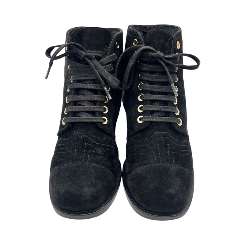 シャネル CHANEL レースアップ ショートブーツ G33855 ブラック