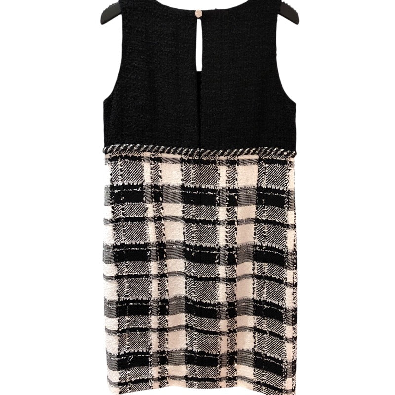 シャネル CHANEL チェック柄切替ツイードノースリーブワンピース