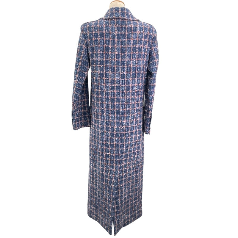 シャネル CHANEL ダブルツイードロングコート P74462 ブルー コットン