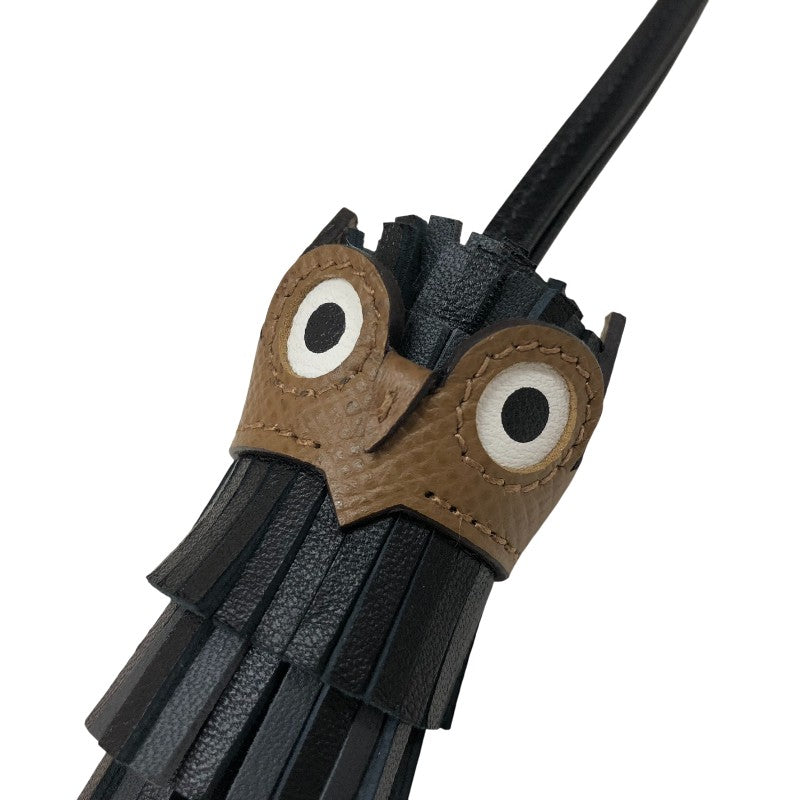 エルメス HERMES バッグチャーム シュエット K刻 フクロウ ブラック