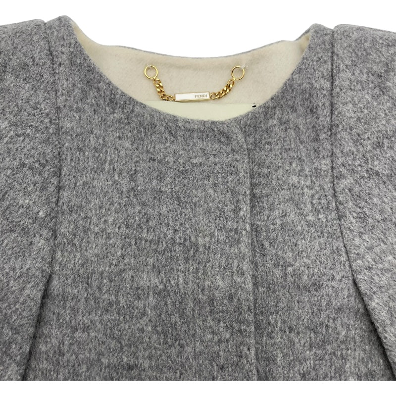 フェンディ FENDI ファーポケットケープコート FF8369 グレー ウール