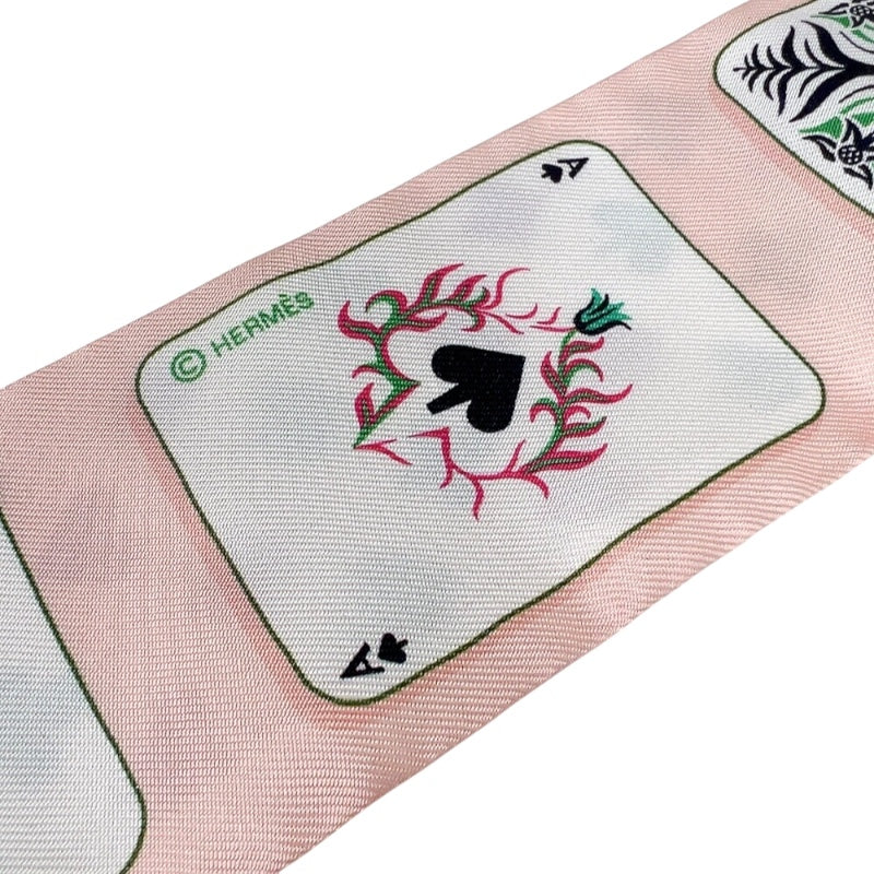 エルメス HERMES ツイリー トランプ JEU DE CARTES ピンク シルク