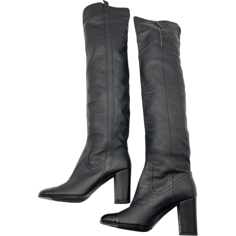 シャネル CHANEL レザーサイハイブーツ ブラック レザー レディース