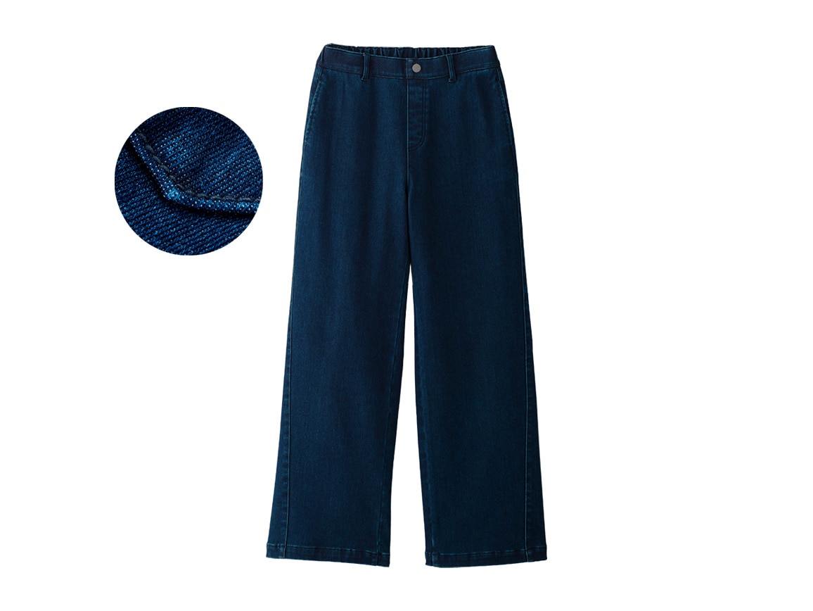 あったか裏起毛ワイドデニム【広告商品】(40_M63cm 80_インディゴ