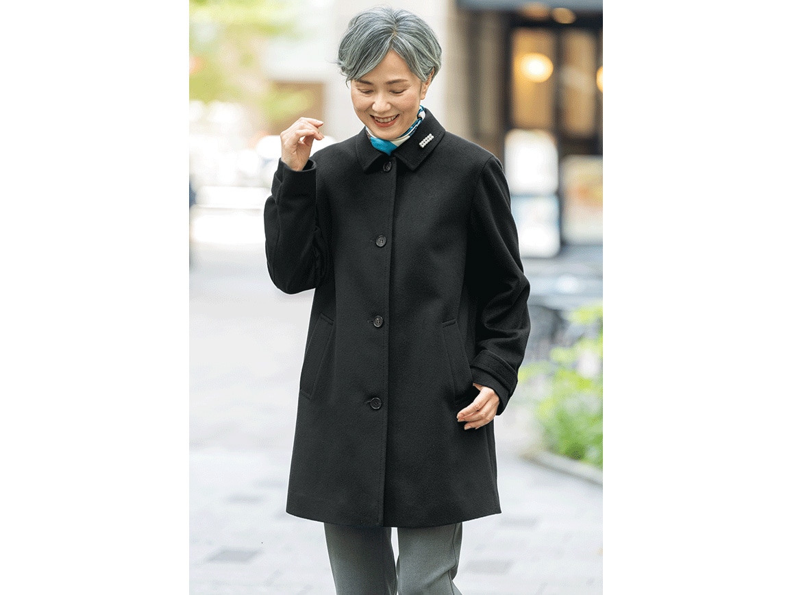 ピュアカシミヤステンカラーコート(04_LL 06_ブラック): ｜ カタログ