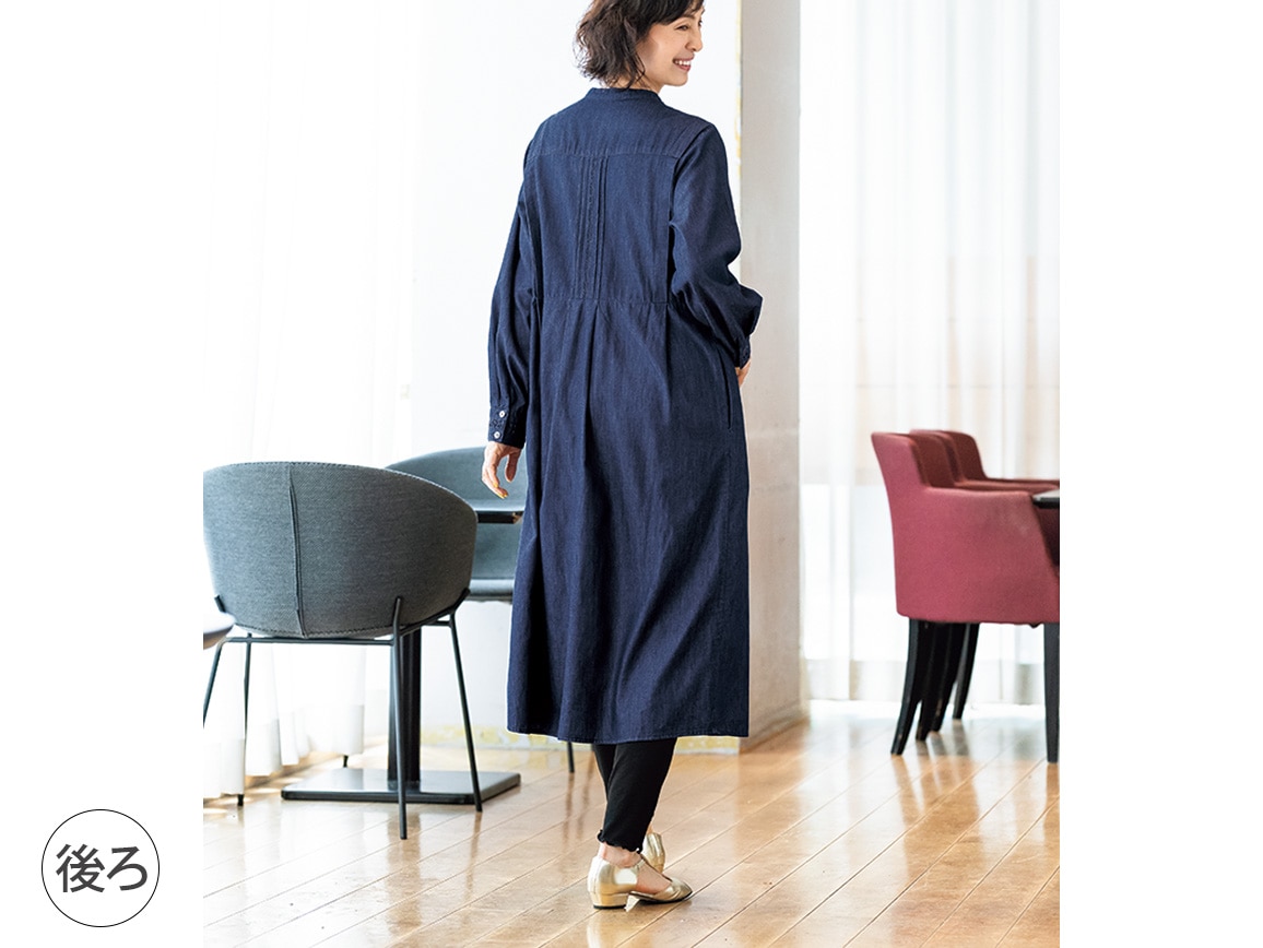 タックデザインダンガリーワンピース(02_M 88_インディゴ