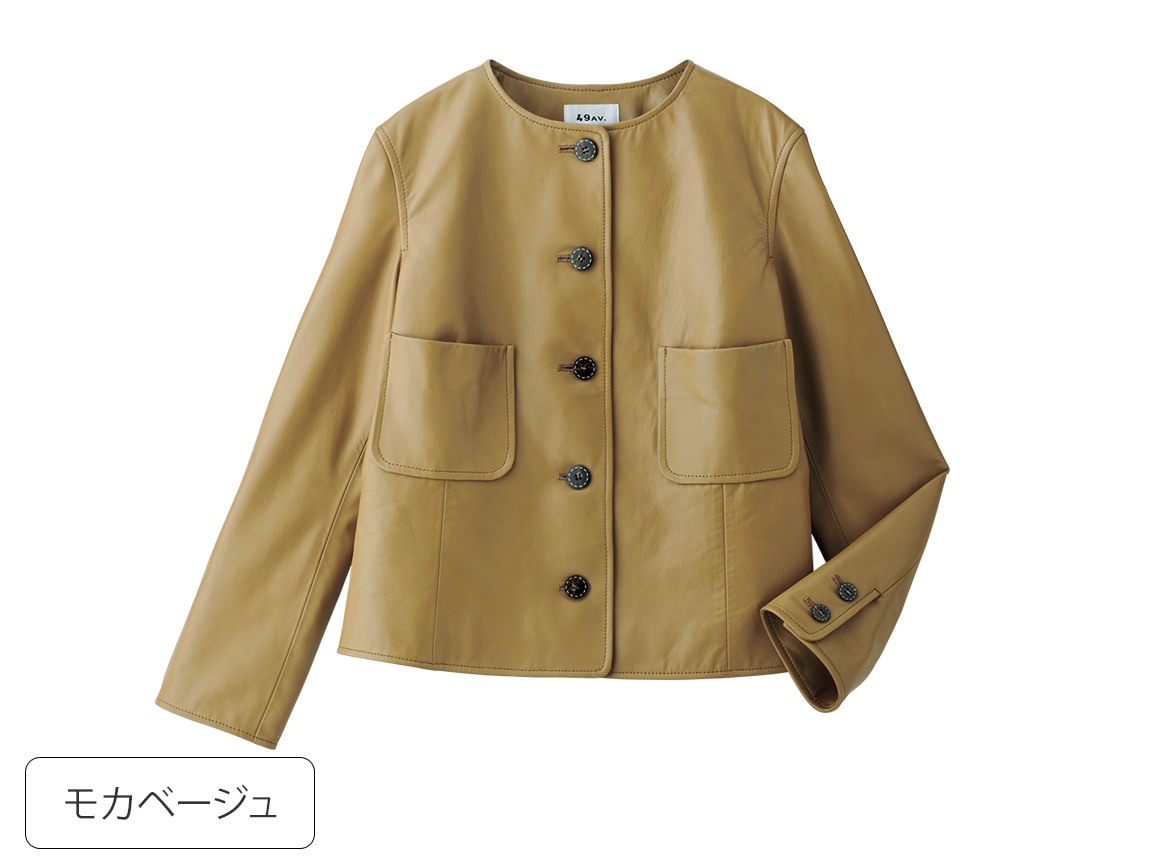 49AV．ジュンコシマダ・ノーカラーシープレザージャケット(36_36