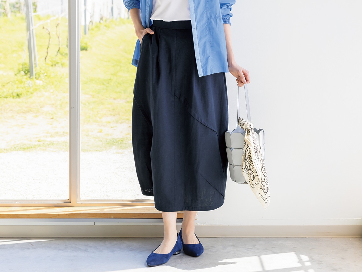 綿麻ダブルガーゼコクーンスカート(02_M 15_オレンジ): ｜ カタログ