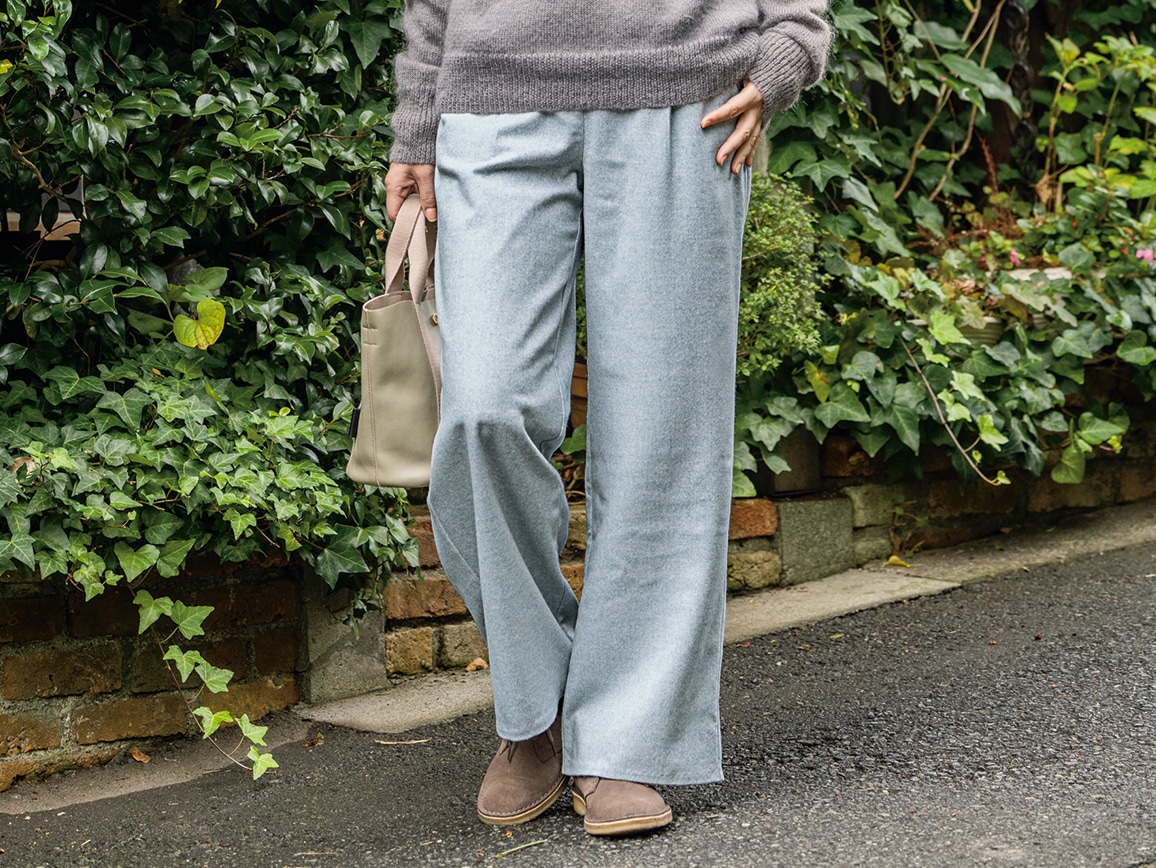 尾州ウール 洗濯機で洗えるツイードパンツ(04_LL 67_グレイッシュ