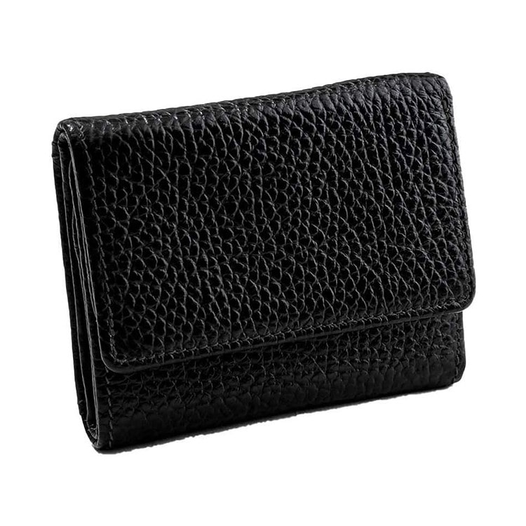 GIUDI] イタリア製 ソフトエンボス レザー 三つ折り財布 ブラック