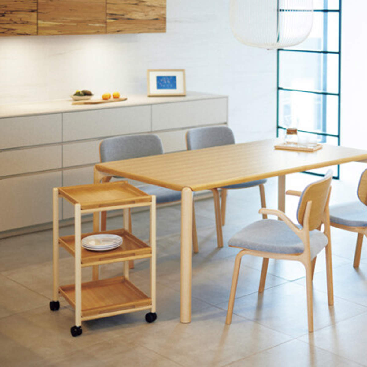 受注生産 天童木工 ワゴンRall． 〔幅42×奥行42×高さ65.5cm