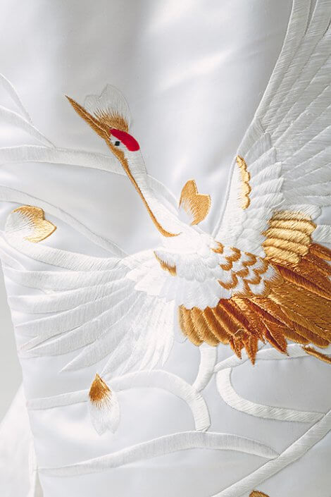 花嫁和装 レンタル】白無垢 白鶴金糸刺繍婚礼衣装 フルセットレンタル
