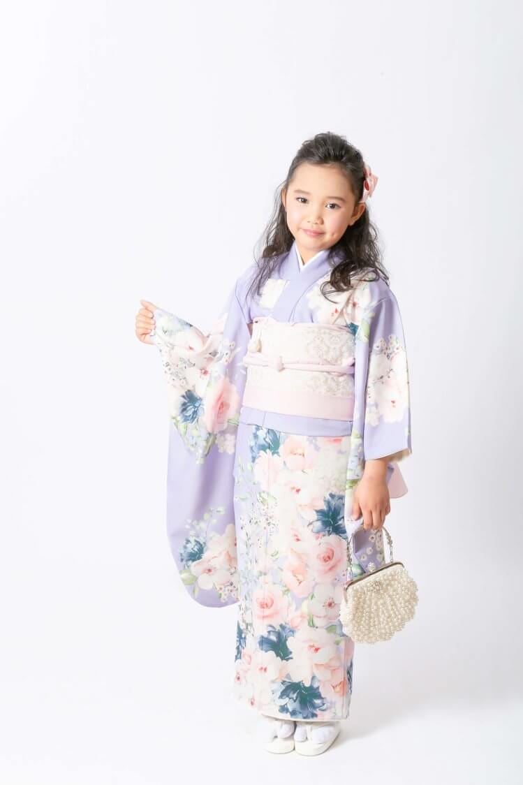 7歳七五三レンタル｜ローズ 紫