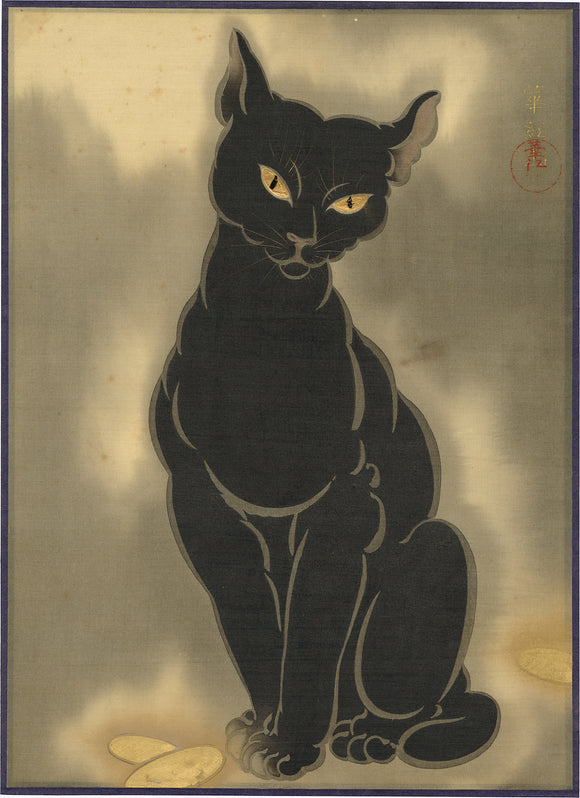 Kako: 黄金の目を持つ黒猫の絵画（売却済み） – Egenolf Gallery