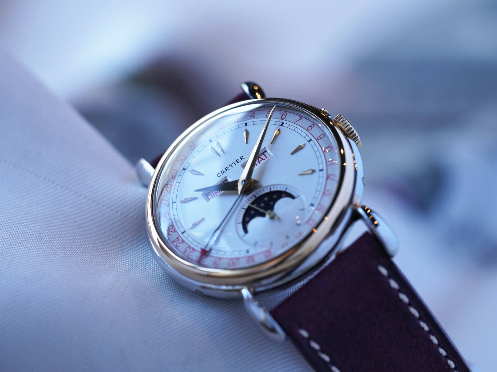 カルティエ/トリプルカレンダー/ムーンフェイズ/アイボリーダイヤル