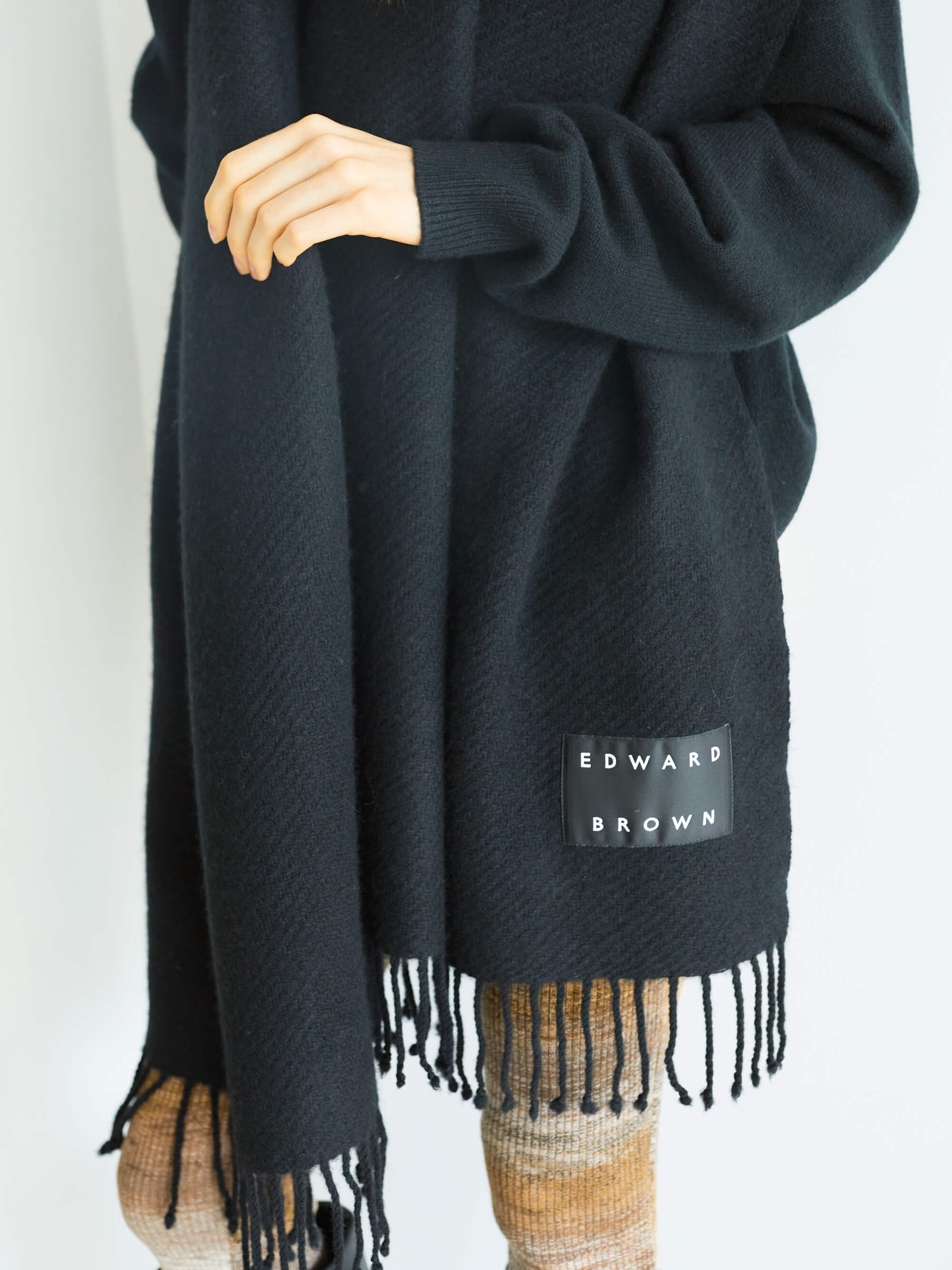 カシミヤストール(ロング) ブラック | EDWARD BROWN(エドワード