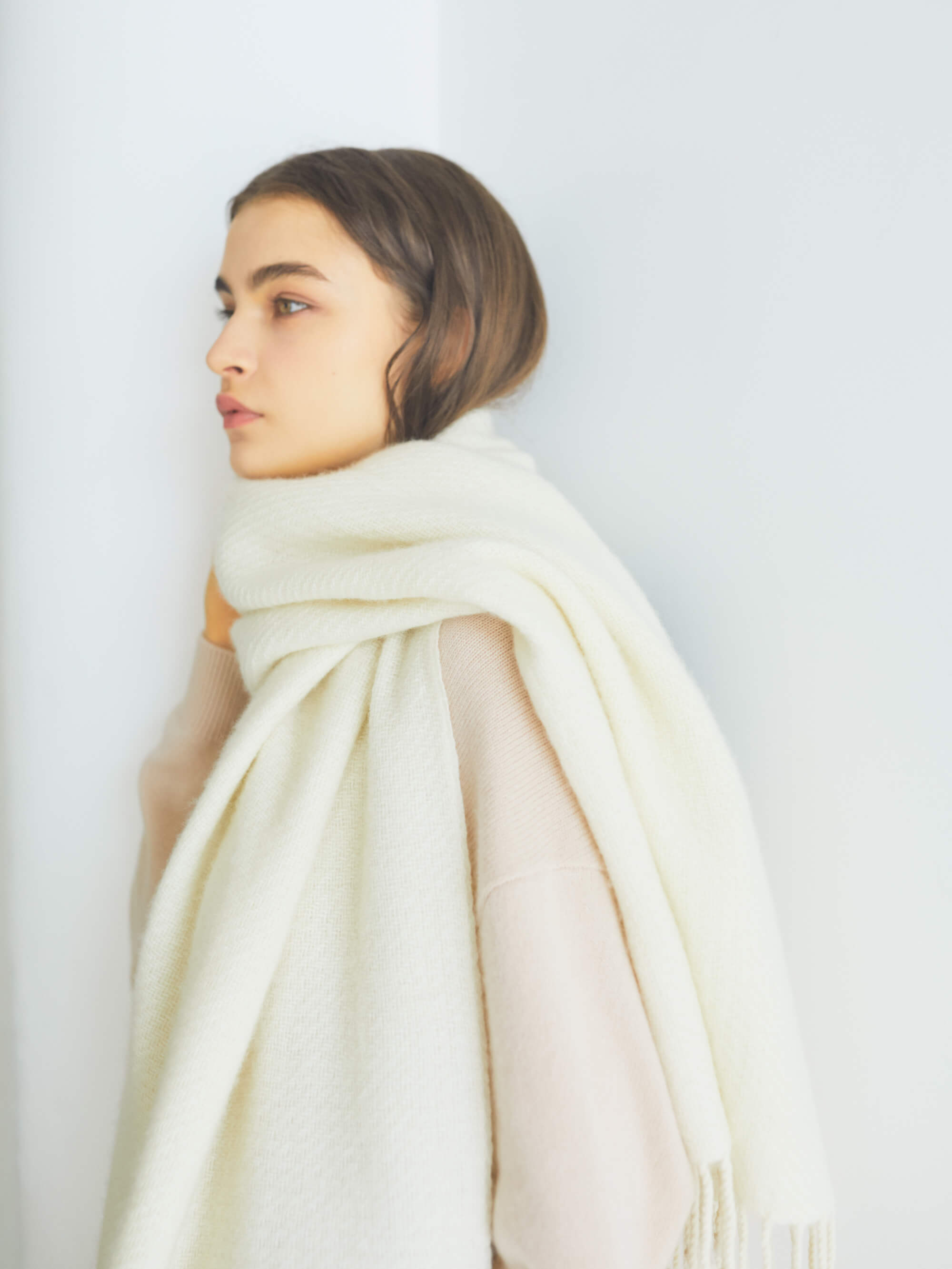 カシミヤストール(ロング) ホワイト | EDWARD BROWN(エドワード