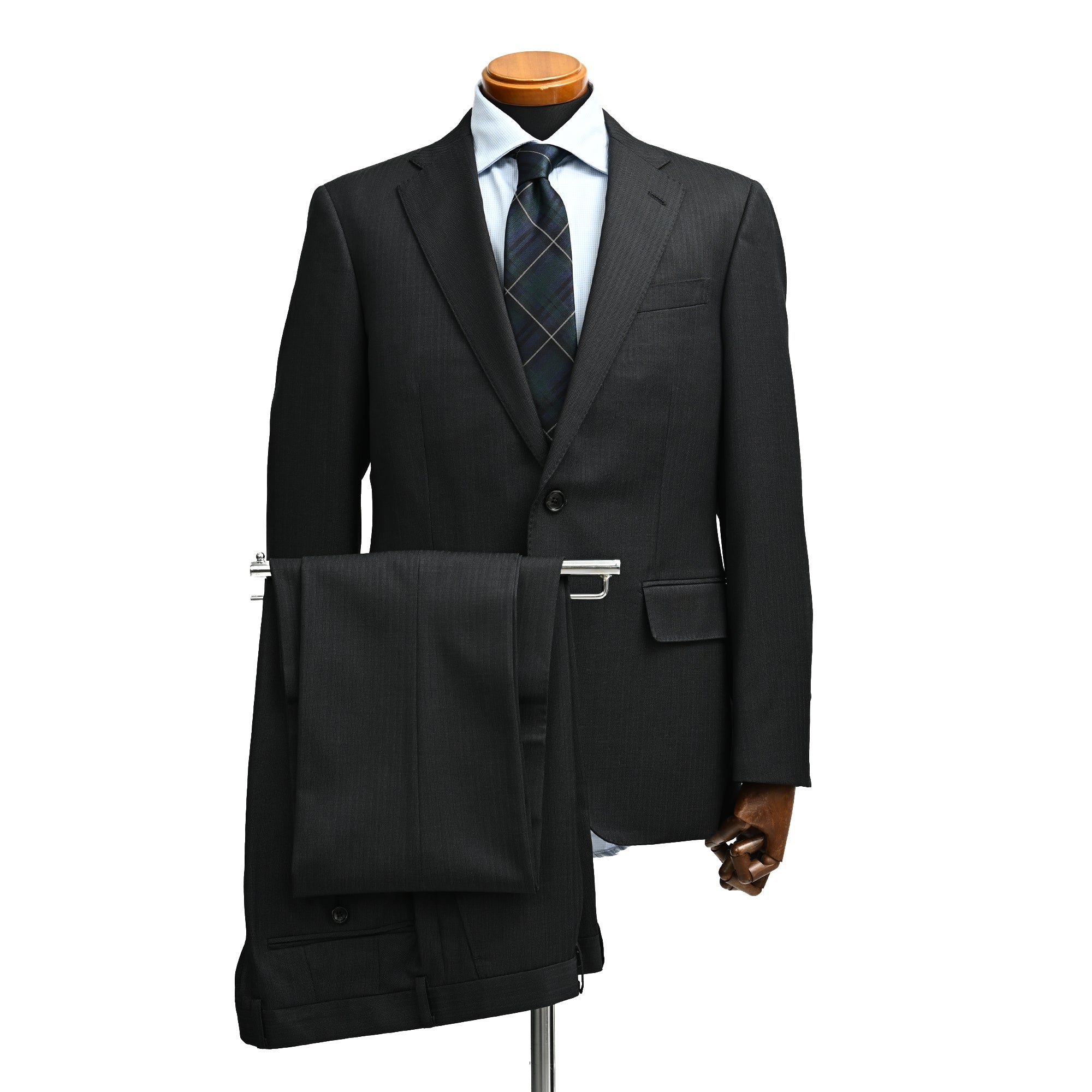 イタリア製生地 ウールスーツ シャドーストライプ チャコールグレー S