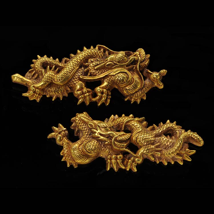 加賀金工 金無垢龍図目貫 ｜日本刀販売は永楽堂