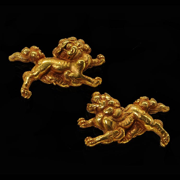 古後藤 金無垢獅子図目貫 ｜日本刀販売は永楽堂