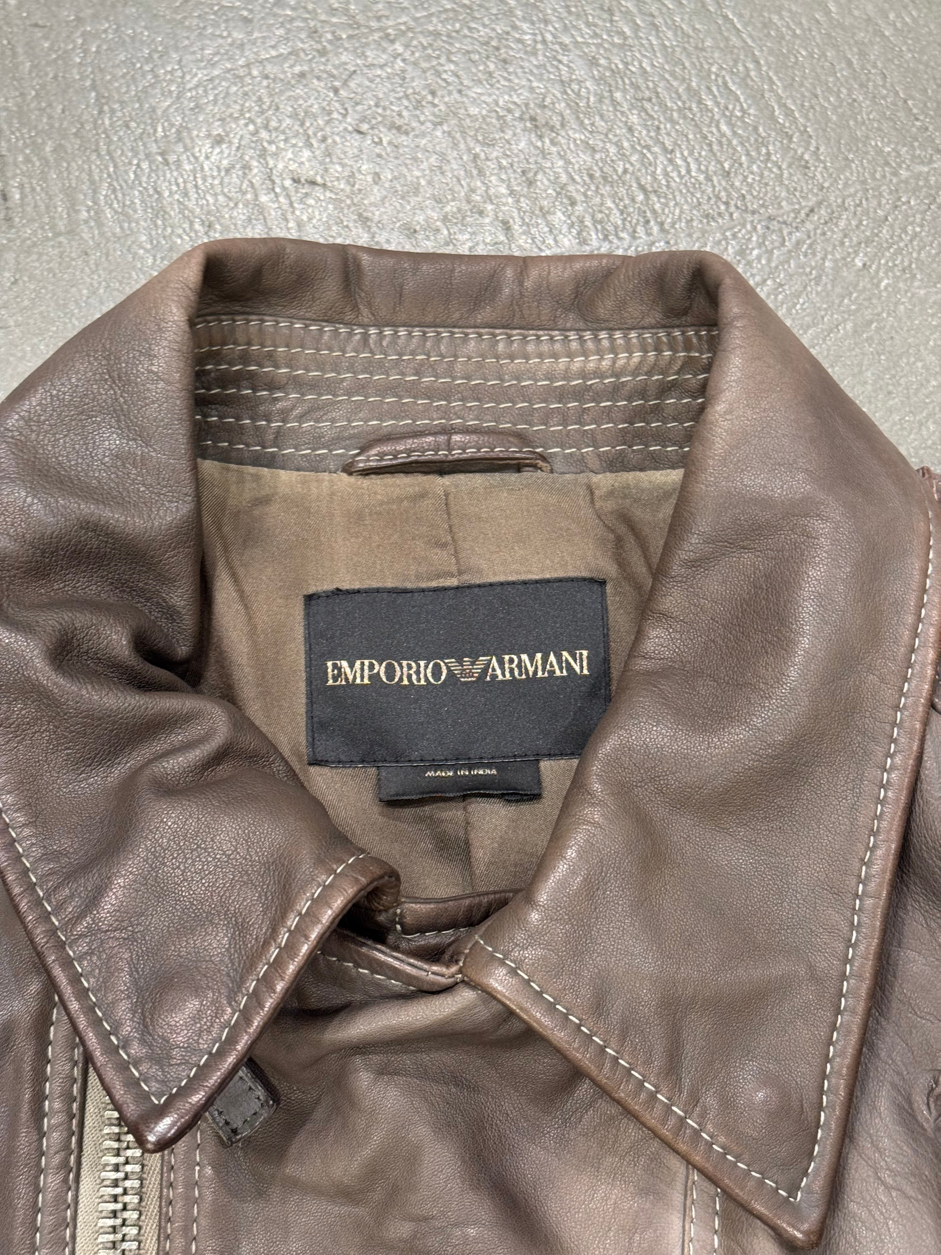 2010s Emporio Armani sample modular asymmetrical biker leather jacket