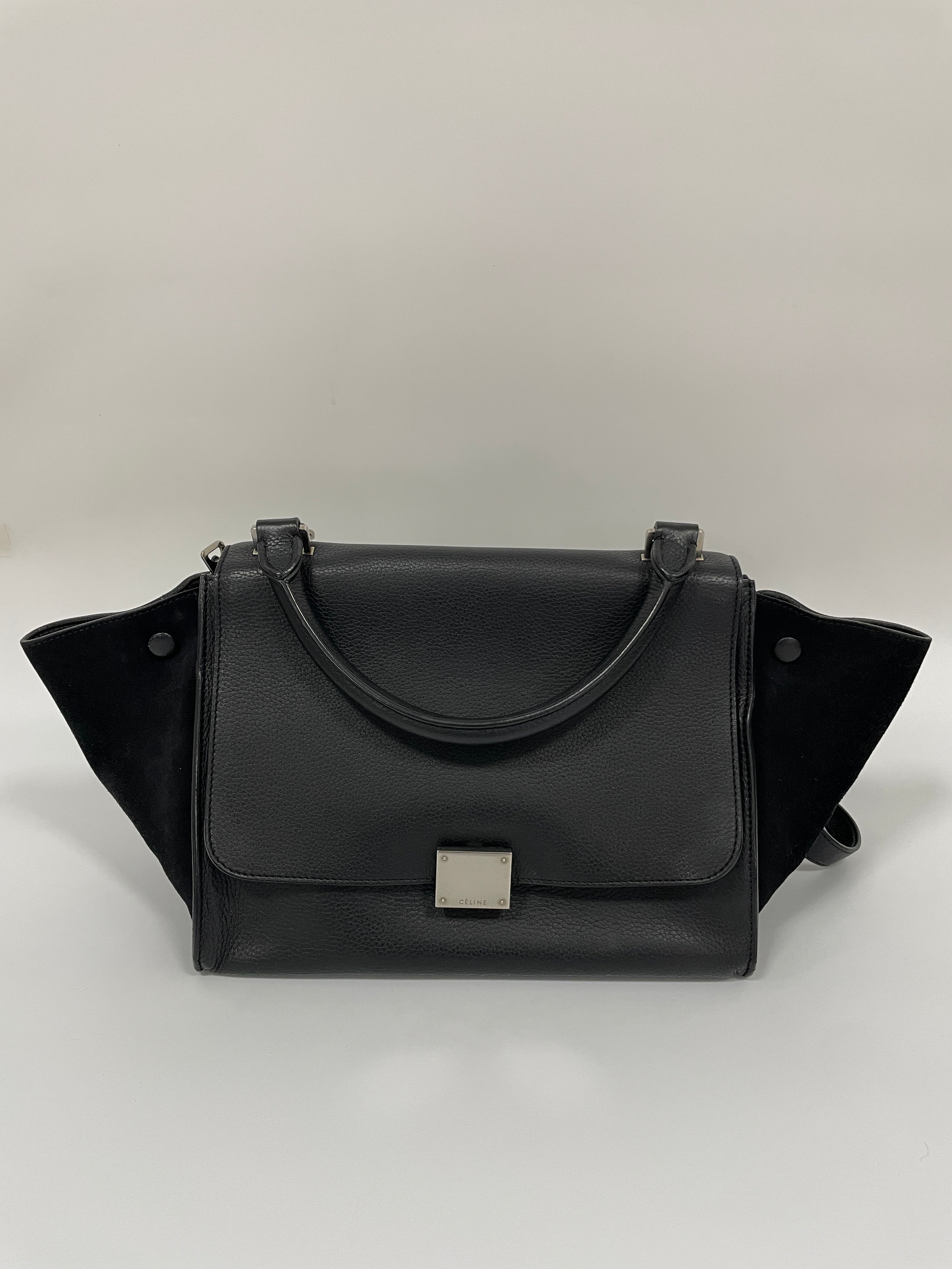 Celine Trapeze Bag in Black Leather and Velvet Trim – Eleven13 Studios