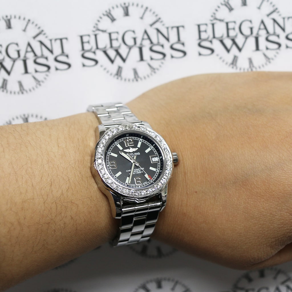Breitling Colt 33 Factory Black Dial Stainless Steel Ladies Watch A773