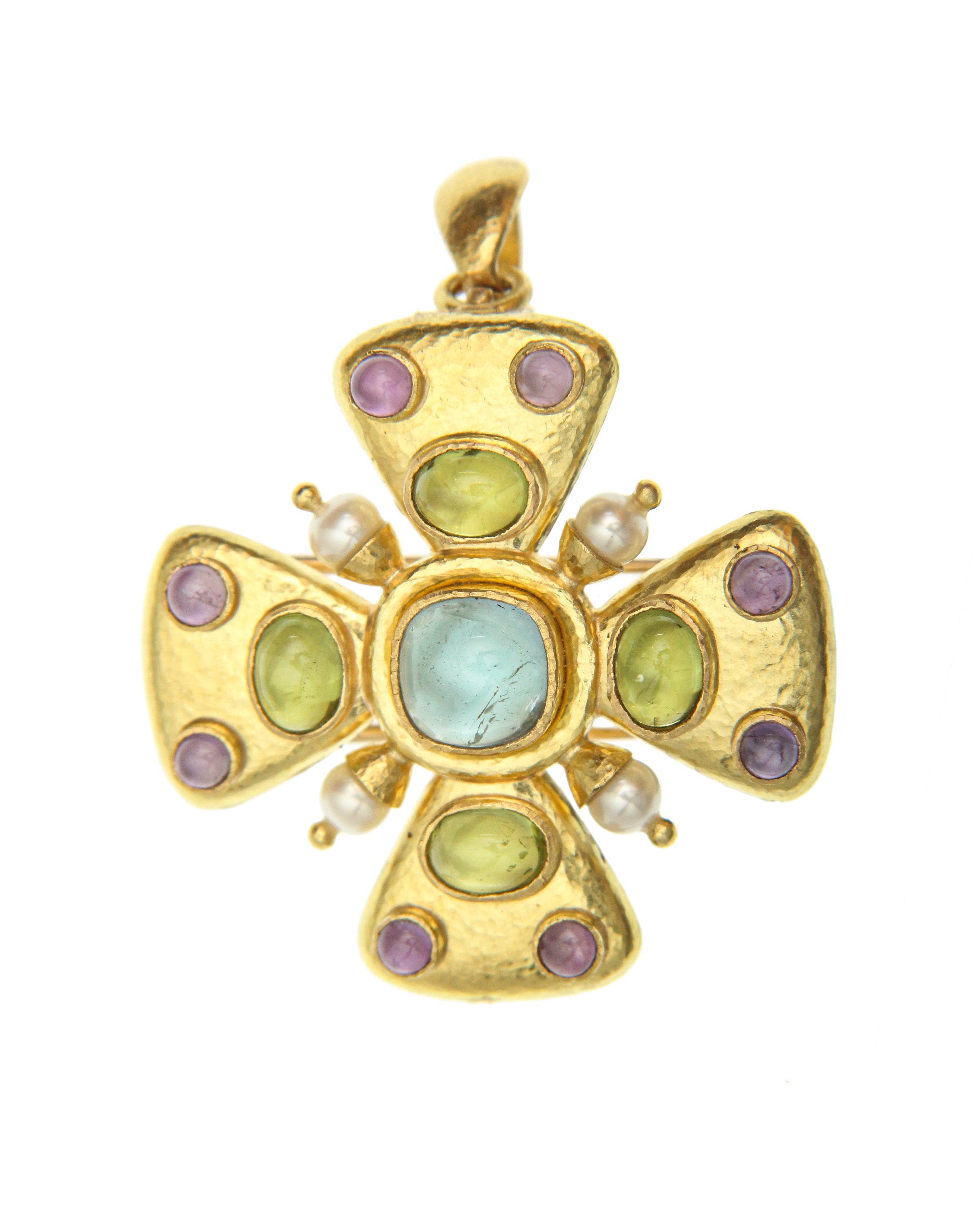 Aquamarine, Peridot and Amethyst Brooch/Pendant – Elizabeth Locke