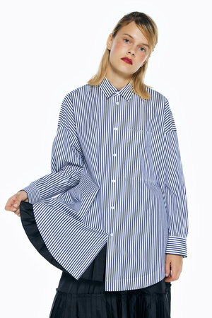 ENFOLD(エンフォルド)｜COストライプ サークル SH/シャツ/ブルー の