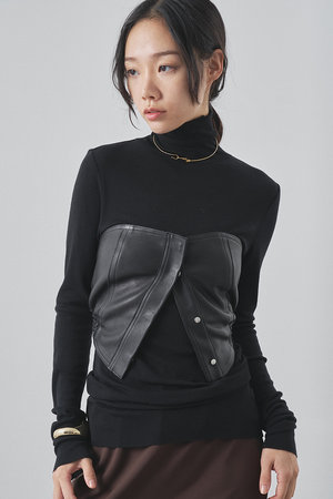 Whim Gazette(ウィム ガゼット)｜レザービスチェ/ブラック の通販