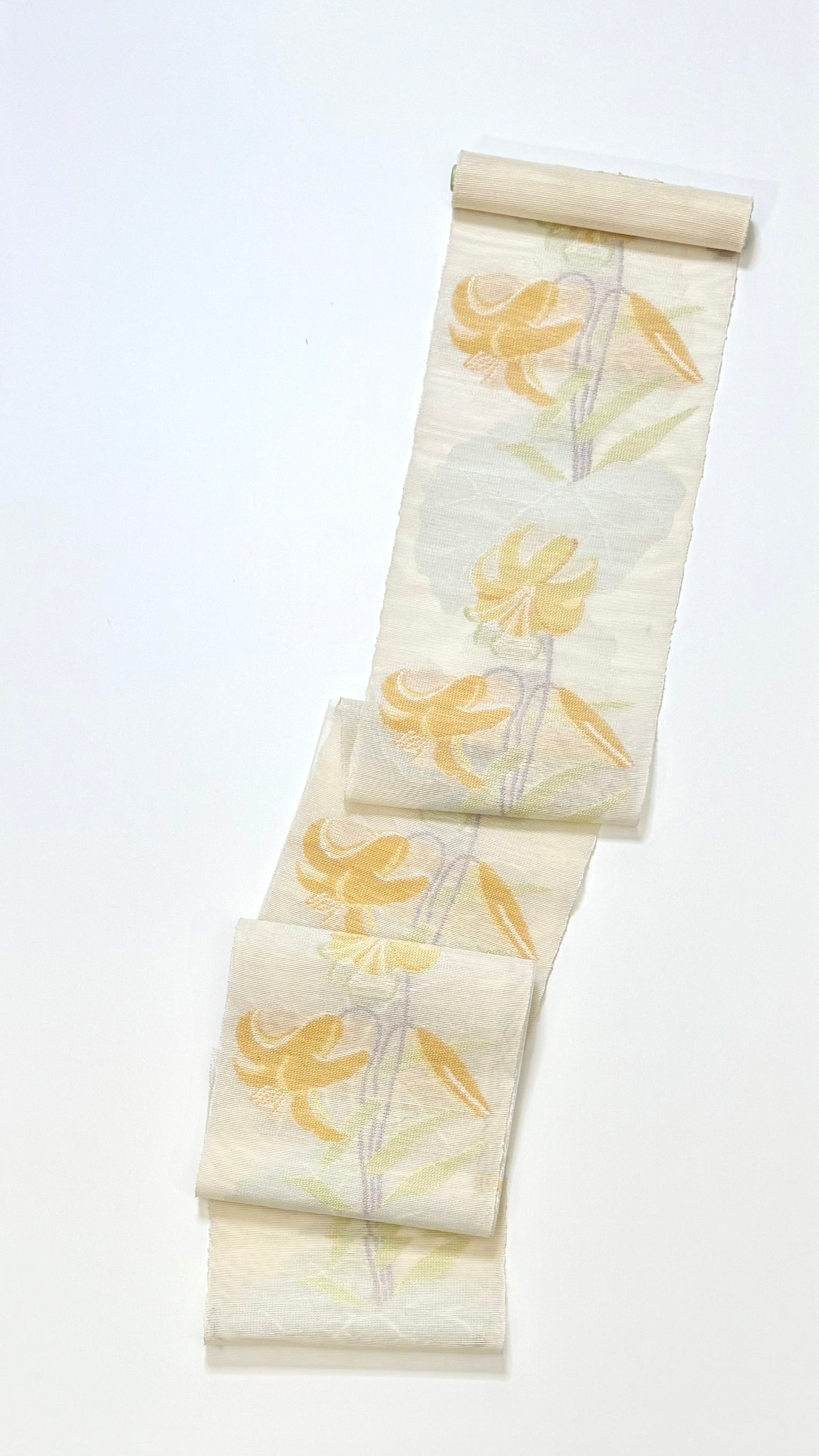 帯屋捨松 夏八寸名古屋帯 ゆりつなぎ文 白 – EMON