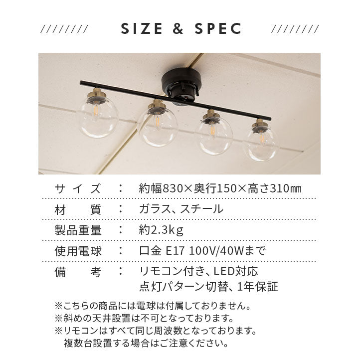 シーリングライト Type.C 6畳 8畳 スポットライト LED対応 クリア